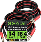 GearIT 14 AWG Speaker Cable with Banana Plugs 14Ga Banana Wire for Bi-Wire Bi-Amp HiFi Surround Sound