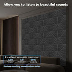 50 Pack Bulk Self-Adhesive Soundproof Wall Panels, 12 x 12 x 0.47 in Sound Proof Foam Panels for Walls, 1.2lb/ft³ High Density, Thicker 0.47in, Acoustic Panels, Duty for Large Walls Black