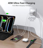 40W USB Wall Charger Block, 2-Pack 4-Port USB A Fast Charging Brick Dual QC Wall Plug Adapter Compatible for iPhone 17/16/15/14/13/12/11 Pro Max Plus,iPad,Galaxy