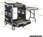 Sound Town 12U PA DJ Pro Audio Rack/Road ATA Case with 2U Drawer, 11U Slant Mixer Top, DJ Work Table, Casters, Pro Tour Grade (MR-DR12UT)