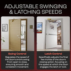 PrimeWare DC-300 Automatic Adjustable Door Closers for Home | Soft Close, No Slam | Residential and Commercial Door Closer | Level 3 | for Doors Weighing 90-140 lbs | Hydraulic Door Spring - Gold