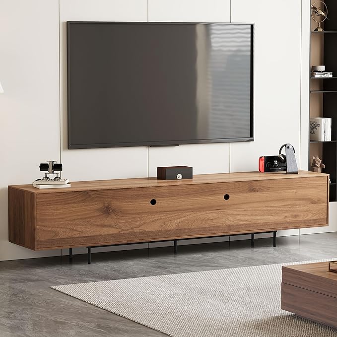 gaoyangjiaju Modern Walnut TV Console for 70 Inch Screen – Long 70.87” Media Unit with Grille Doors and Drawers, Great for Living Rooms & Bedrooms