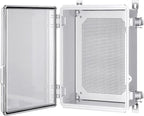 Gratury Junction Box, IP67 Waterproof Plastic Enclosure for Electrical Project, Hinged Grey Cover, Includes Mounting Plate and Wall Bracket (Transparent Cover, 14.6"×10.6"×5.9")