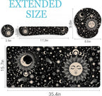 LIMKRIAN Sun Moon Mouse Pad Set Desk Mat Pad, XXL Large Gaming Mouse Pad with Wrist Rest, Ergonomic Mouse Pad, Keyboard Wrist Rest, Coaster, Home Office Desk Accessories Decor Supplies, Boho Abstract