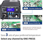 YIHUA 939D+ I Soldering Station, Upgraded, 75 Watt Equivalent with 3 Memories, °C/°F LCD display, Sleep Function, Automatic Shutdown & Brushed Aluminum Panel(Iron-burn Resistant)