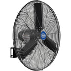 Global Industrial 30" Outdoor-Rated Oscillating Wall-Mount Fan, 2 Speed, 8,400 CFM, 3/10 HP, Black Powder Coat Finish, For Commercial & Industrial Use