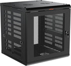 ECHOGEAR 12U Network Rack - Enclosed Wall Mount Rack Kit Includes 2X 1U Shelves, Pre-Mounted Fan, Lockable Door & Hardware - 600mm Depth Fits All Your AV Gear