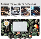 BFUKVOU Large Keyboard Mouse Pad Set, Extended Mouse Pad+Keyboard Wrist Rest Support, Memory Foam Ergonomic Easy Typing, 4Pcs (31.5×11.8 in) Desk Pad Set for Office Home,Mushrooms and Leaves