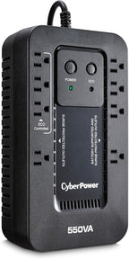 CyberPower EC550G Ecologic UPS Battery Backup and Surge Protector, 550VA/330W, 8 Outlets, ECO Mode, Compact, UL Certified