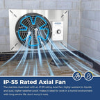 ALORAIR 540 CFM Stainless Steel Crawl Space Vent Fan - Air Out Ventilation Fan with Humidistat Dehumidistat, IP55 Rated Exhaust Fan with Isolation Mesh for Crawlspace Foundation Basements Garage Attic