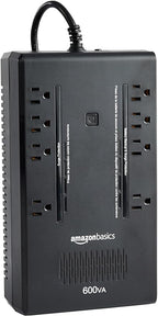 Amazon Basics UPS Battery Backup & Surge Protector 600VA/360W, 8 Outlets, Standby Uninterruptible Power Supply, for Power Outage Protection, Compact, Black
