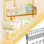 Kaiferty Over The Door Hooks Organizer, Coat Rack Over The Door Storage Hanger Towel Rack, Back of Door Storage Organizer for Bathroom,Bedroom,Kitchen,Office (Gold, 3-Tier)