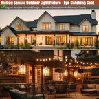 Roravilila 2-Pack Gold Dusk to Dawn Motion Sensor Lights 18 Inch, Large Outdoor Light Fixtures IP65 Waterproof Anti-Rust Brass Outside Lights for House Photocell Modern Exterior Lanterns Wall Mounted