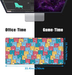 EOBKLAX Kawaii Colorful Cats Desk Mat,Large Gaming Mouse Pad,Non-Slip Rubber Base Desk Pad with Stitched Edges for Desk Office Home Decor 35.4X15.7 Inch