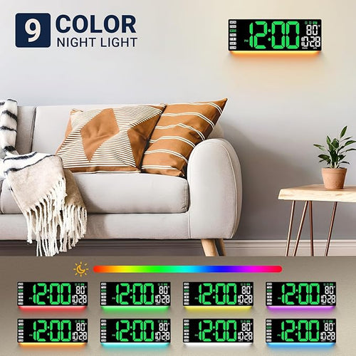 16.5" Large Digital Wall Clock: Wall Mount Decor Clock Large Display for Classroom Dorm Office Game Living Room, House Warming Gifts New Home, Christmas Birthday Gift for Mom Dad Seniors Teen Green