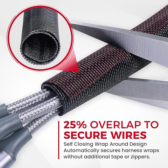 Automotive Wire Sheathing Split Wire Loom Braided Mesh Woven Cable Sleeve for Wires/Cable Cord Protector (1/2" - 48 Feet)