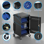 Fully Assembled 30 Unit Device Charging Station for Chromebook, iPad, 14'' Laptop - Charging Cart with Charger Cable Management, Circuit Breaker, Grounding Protection