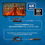 OREI 4K HDMI Extender Over IP CAT6-4K@30Hz One to Many Upto 400 Feet, Loop Out - Send to Multiple Location Over 1G Switch (HDS-EXM400-K)