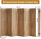 Asnefeli Pegboard Display Room Divider with 24 Hooks, 6 Panel 5.6Ft Wood Room Divider Folding Privacy Screen, Portable Freestanding Wall Organizer for Retail Craft Art Display Board, Natural