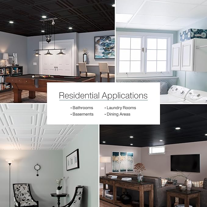 Genesis 2ft x 2ft Stucco Pro White Ceiling Tiles - Easy Drop-in Installation – Waterproof, Washable and Fire-Rated - High-Grade PVC to Prevent Breakage - Pallet of 60 Cases