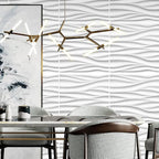 STICKGOO Wave Wall Panels for Interior Wall Decor, White 3D Wall Panels Accent Wall, Paintable 3D Wall Decor Covering Panels for Living Room Bedroom, Pack of 12 Tiles