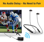 HomeSpot Wireless Neckband Headphones for TV Watching with Bluetooth 5.3 aptX LL Transmitter No Delay Lightweight High Volume Ideal for Seniors 3.5mm Aux RCA TOSLINK Optical