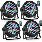 CO-Z 36 LED Stage Lights, RGB Par Lights with Remote Control, DMX Controller Compatible, DJ Lights Stage Lighting Indoor for Christmas Halloween Party, 4 Pack