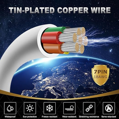 18 Gauge 7 Conductor Electrical Wire, 32.8FT White Stranded Low Voltage 18/7 PVC Case, 18 AWG Tinned Copper 7 Wire Extension Power for Strips LED Lamp Lighting