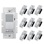 BESTTEN 10 Pack Matte Silver Dimmer Light Switch, Single Pole or 3-Way, Compatible with Dimmable LED, CFL, Incandescent and Halogen Bulb, LED Slide Dimmer Wall Switch, 120VAC, UL Listed