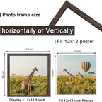 TKYGU 12x12 Picture Frame Set of 3, walnut Wooden Frame 12by12 Square Wall Gallery Poster Photo frame with Durable Shatter Resistant Plexiglass for Wall Hanging best gift