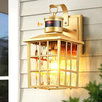 VIANIS Porch Lights Outdoor, Gold Outdoor Garage Lights Wall Mount, Modern Outside Motion Sensor Lights for House, Exterior Lantern Light Fixtures, Exterior Lamps LED Wall Sconce Lighting