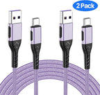 Durcord USB C Fast Charger Cable, 2Pack 6ft USB Charger Fast Charging Type C Cord Cable, 6 Foot Type C Charger Premium Nylon Braided USB Cable Only for A-C Sam Sung and Android-Light Purple