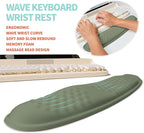 KUOSGM 2-in-1 Ergonomic Set, Wave Rise Keyboard Wrist Rest and Massage Bulge Slope Mouse Pad Wrist Support, Cushion Memory Foam Integrated to Relieve Wrist Pain, Olive Green