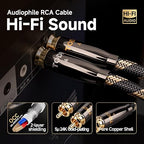 TODN RCA Cables Audiophile 3ft HiFi Stereo RCA Audio Cable for Car, Speaker | O-C-C Core, Dual Shielded, 5μ Gold Plated Plug (3 ft/1m, 1 Pair)