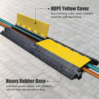 OranLite Large 2-Channel Rubber Floor Cable Protector Ramp, Heavy-Duty Floor Cable Wire Cord Cover Speed Bumps, Driveway Hose Cable Ramp Protective Cover (2 Large Channels)