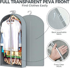 6 pcs 40" Garment Bags for Hanging Clothes, Clear Suit Bags for Closet Storage Clothing Storage, Garment Bags for Travel Covers with 4" Gussets for Coats, Jackets, Shirts and Sweater