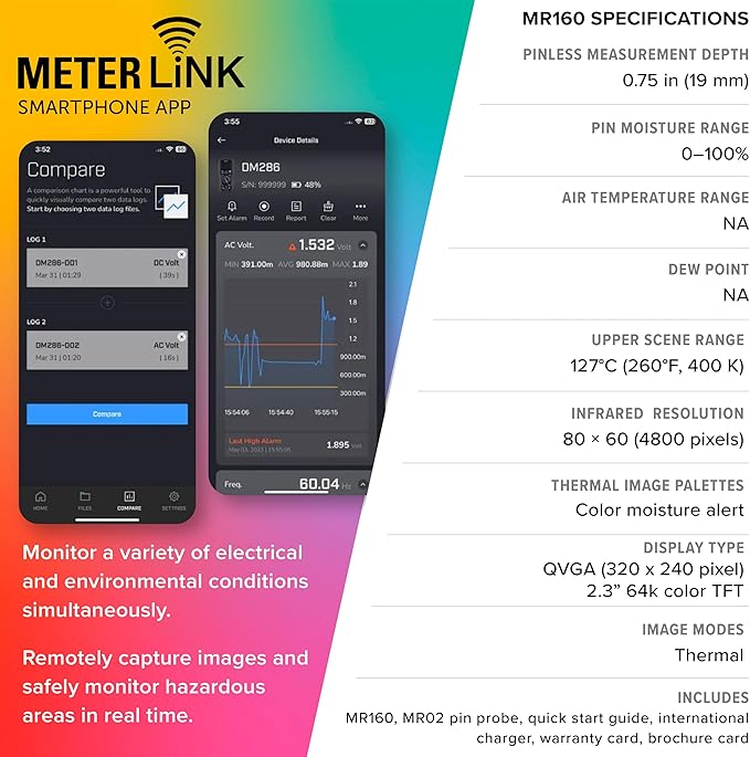 FLIR MR160 - Thermal Imaging Moisture Meter - with IGM (Infrared Guided Measurement), Pin and Pinless
