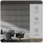 HOMCOM 4 Pack 3D Acoustic Panels, 24" x 24" Soundproof Wood Panels for Wall, Wood Slat Wall Paneling for Interior Ceiling, Office, Home Theater, Studio, Gray