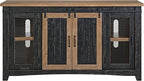 Martin Svensson Home Rustic 65" Black and Driftwood Solid Wood TV Stand with Storage