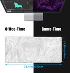 EOBKLAX Mouse Pad,Topographic Line Desk Mat for Desktop,Desk Pad with Non-Slip Base and Stitched Edge,Extended Mousepad for Office and Home 35.4X15.7 Inch