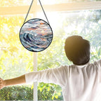 DASTOLL Stained Glass Window Hanging, Sunrise Waves Sun Catchers Diamond Glass Panel Hangings Abstract Suncatcher Decor for Birthday for Women, Men, Wife, Aunt, and Mom 6.3 in
