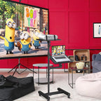Projector Stand Tripod: 2 Shelves Mobile Laptop Cart Adjustable Height 45 to 64 Inches, Rolling Laptop Stand Cart with Ventilated Tray, Projector Tripod Stand on Wheels for Couch, Bedside, Meeting