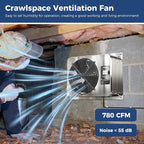 ALORAIR 780 CFM Crawl Space Ventilator Fan with Digital control, IP55 Rated Stainless Steel Exhaust Fan with Temperature Humidity Controller, Timing Cycle, Speed Control for Basement, Garage, Attic