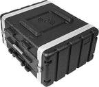 Sound Town Lightweight 6U PA DJ Rack/Road Case with 5U Rack Space, ABS Construction, 19” Depth, Retractable Handle, Wheels and Heavy-Duty Latches (STRC-A6UT)
