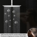 KATAIS Tempreature Display Shower System Brushed Nickel Shower Faucet Set with 12 inch and 8 inch Shower Head, with 6 PCS Body Jet, Handheld Spray