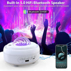 HUMIIEYE Galaxy Projector with Bluetooth Speaker, Night Light Star Projector for Bedroom, 8 Modes Northern Lights Aurora Projector with Moon, Mood Ambient Lighting for Kids Adults Room, Cord Powered