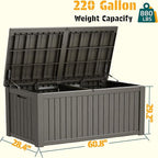 NUNU LAB 220 Gallon Outdoor Storage Box Waterproof, Outside Package Delivery Deck Boxes with Lockable Lid, Backyard Storage Bin For Garden Tools, Patio Cushions, Gray
