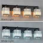 FDPBY Modern Bathroom Vanity Light 4-Lights Plating Black Crystal Bathroom Wall Light Vanity Light Fixtures