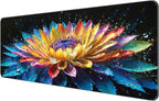 Dynippy Thin Extended Gaming Mouse Pad （31.5 * 11.8 * 0.08 inch） with Stitched Edges Large, Long XXL Keyboard and Mouse pad Desk Mat for Gaming Office & Home - Flower 30
