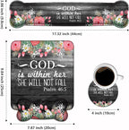 Wrist Rest Support Ergonomic Gel Mouse Pad & Memory Foam Keyboard Set, Non-Slip Rubber PU Base for Home Office Working Studying Easy Typing & Pain Relief - Floral Quote Bible Verses Psalm 46:5